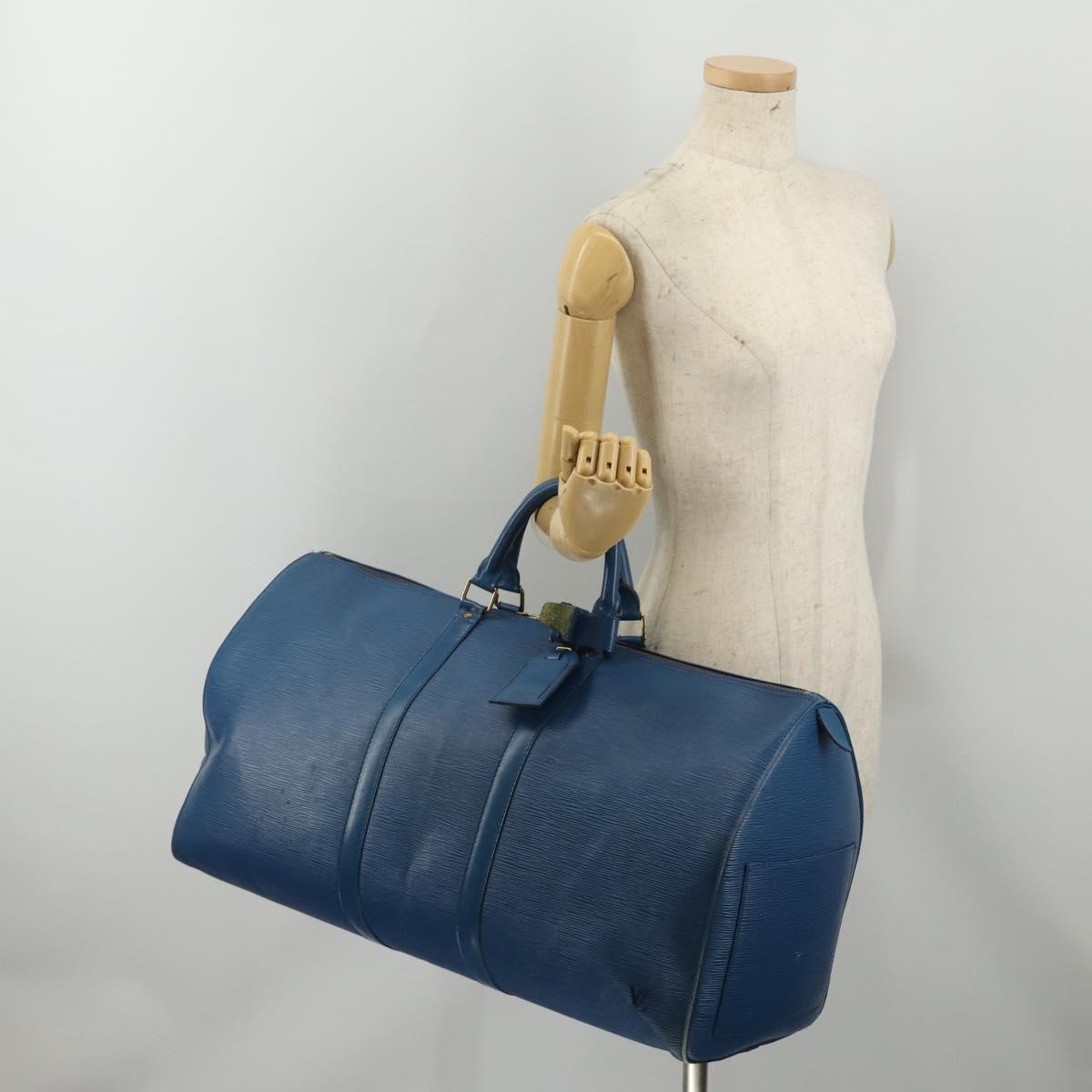 LOUIS VUITTON Epi Keepall 55 Boston Bag Toledo Blue M42955 LV Auth BA13684A