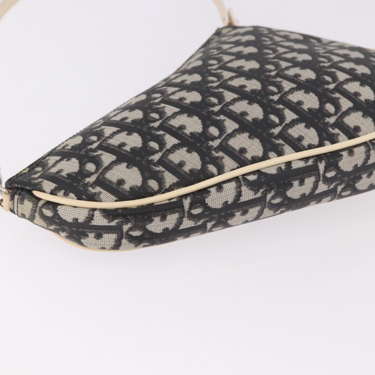 Christian Dior Trotter Canvas Saddle Pouch PVC Black Silver Auth BA13685V