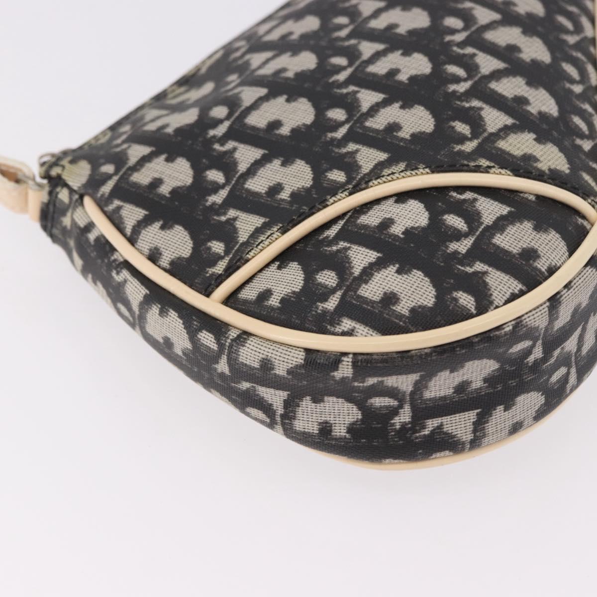 Christian Dior Trotter Canvas Saddle Pouch PVC Black Silver Auth BA13685V