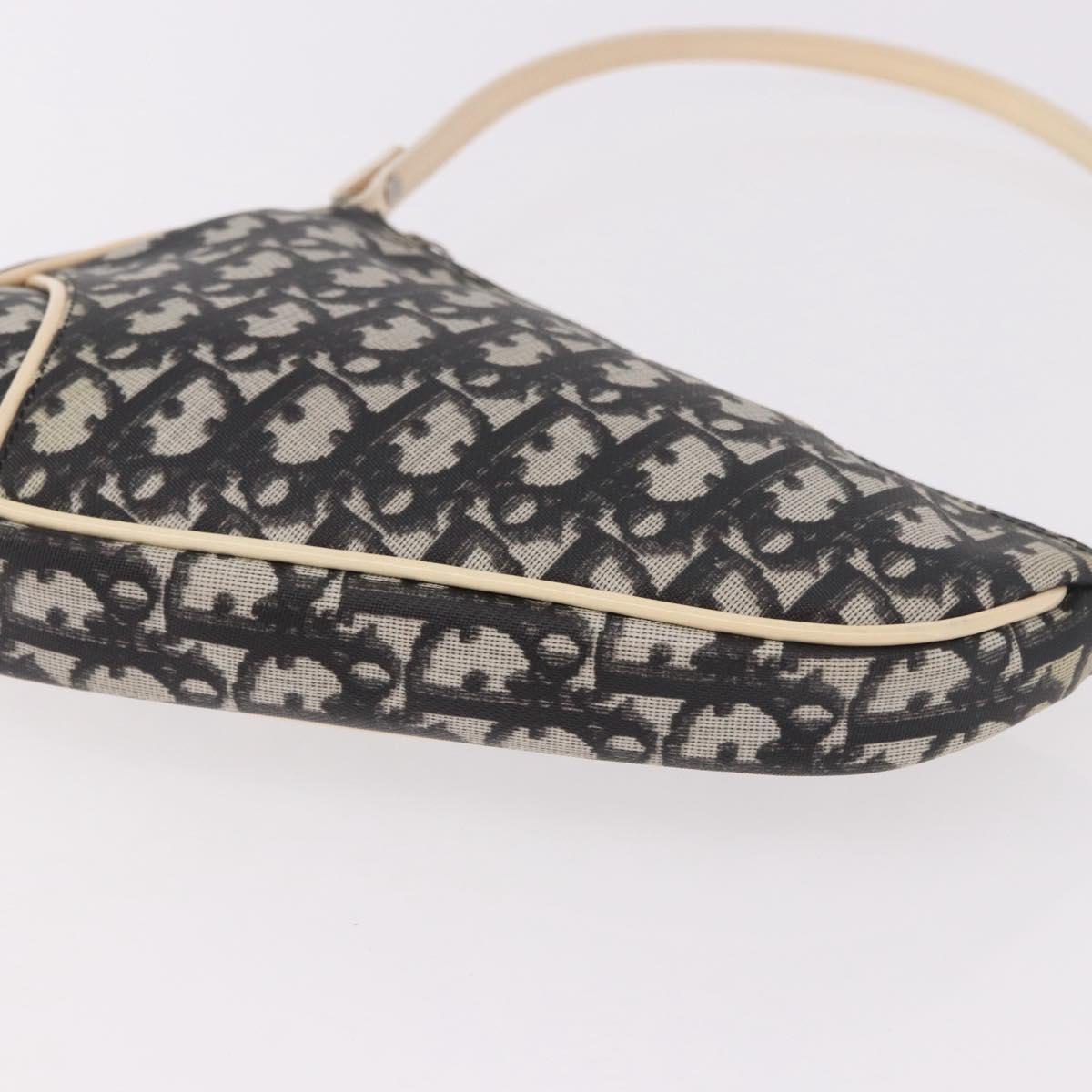 Christian Dior Trotter Canvas Saddle Pouch PVC Black Silver Auth BA13685V