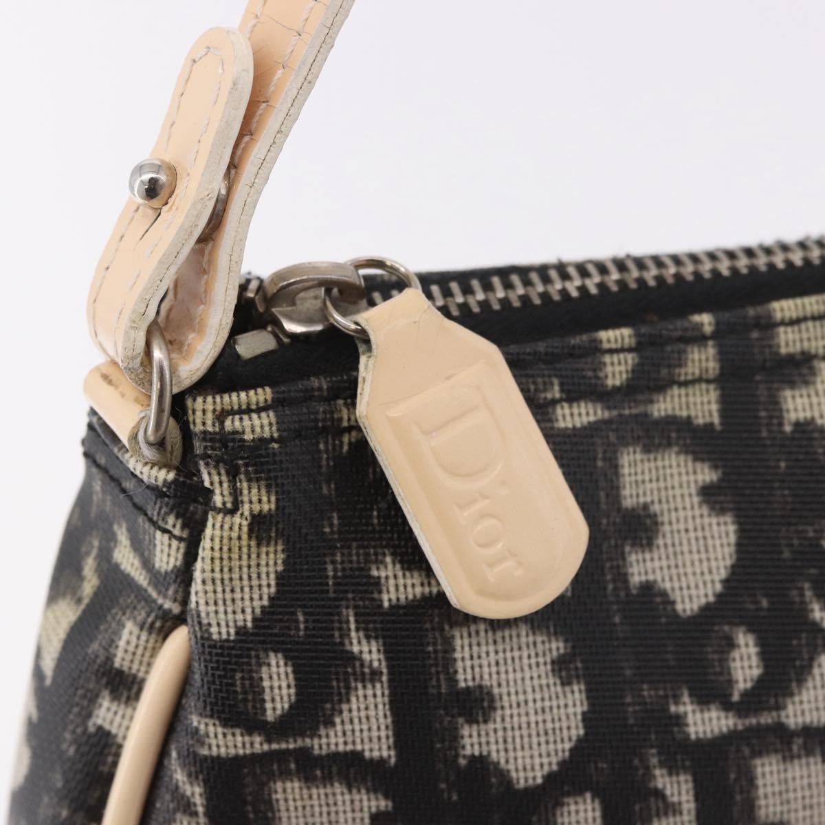 Christian Dior Trotter Canvas Saddle Pouch PVC Black Silver Auth BA13685V