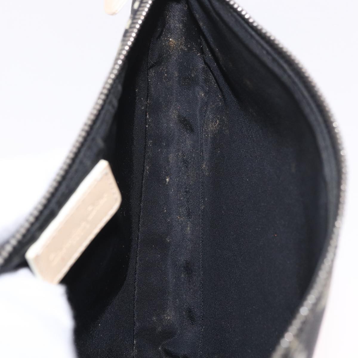 Christian Dior Trotter Canvas Saddle Pouch PVC Black Silver Auth BA13685V