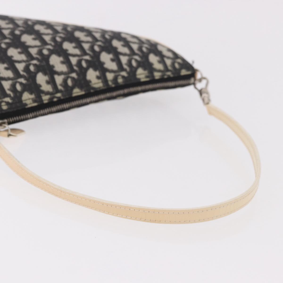 Christian Dior Trotter Canvas Saddle Pouch PVC Black Silver Auth BA13685V
