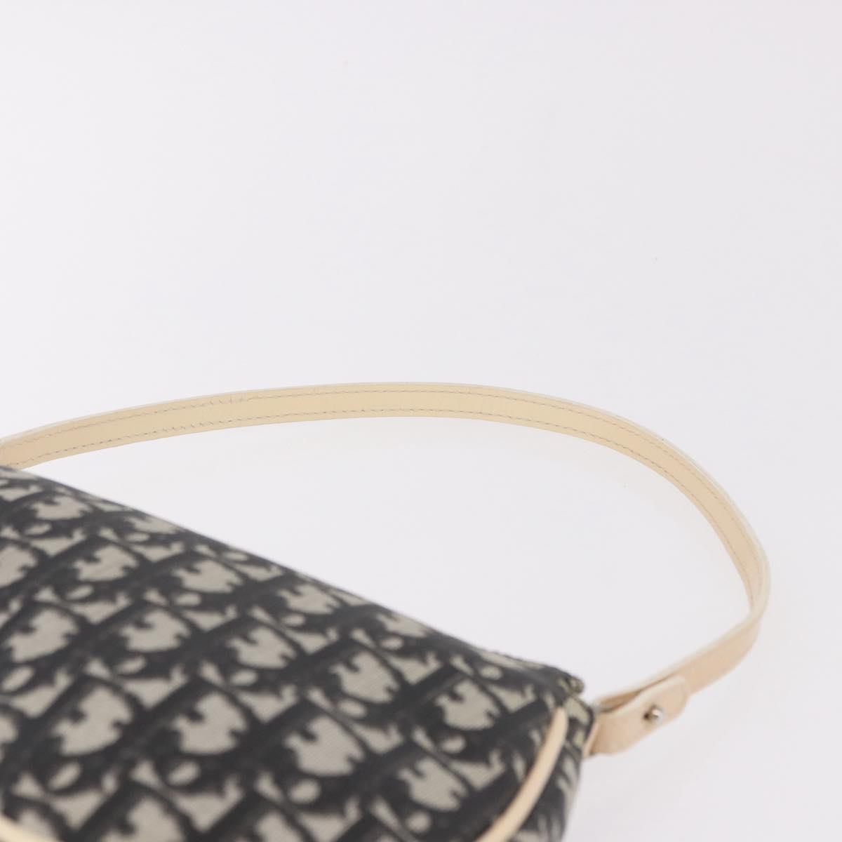 Christian Dior Trotter Canvas Saddle Pouch PVC Black Silver Auth BA13685V