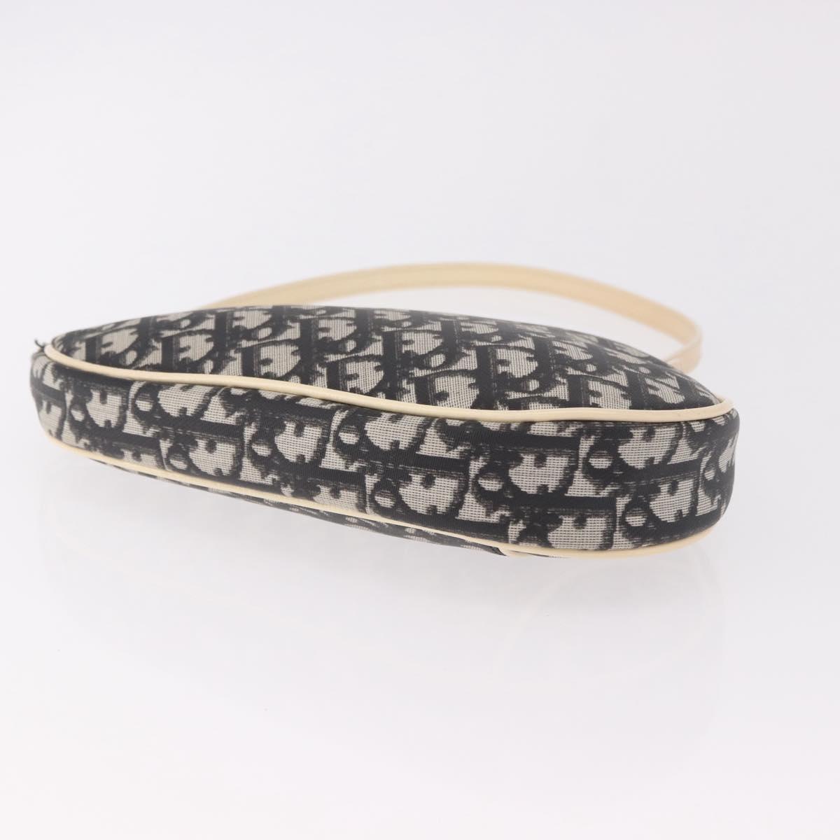 Christian Dior Trotter Canvas Saddle Pouch PVC Black Silver Auth BA13685V