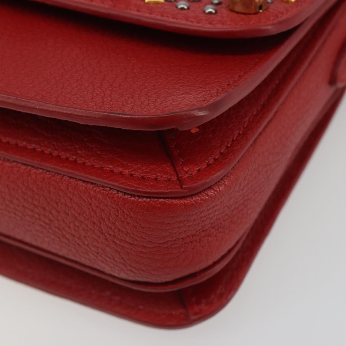 Miu Miu Shoulder Bag Leather Red Gold Auth BA13686V
