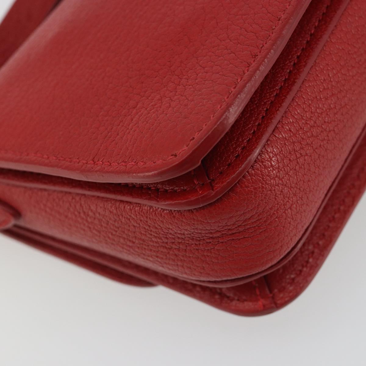 Miu Miu Shoulder Bag Leather Red Gold Auth BA13686V