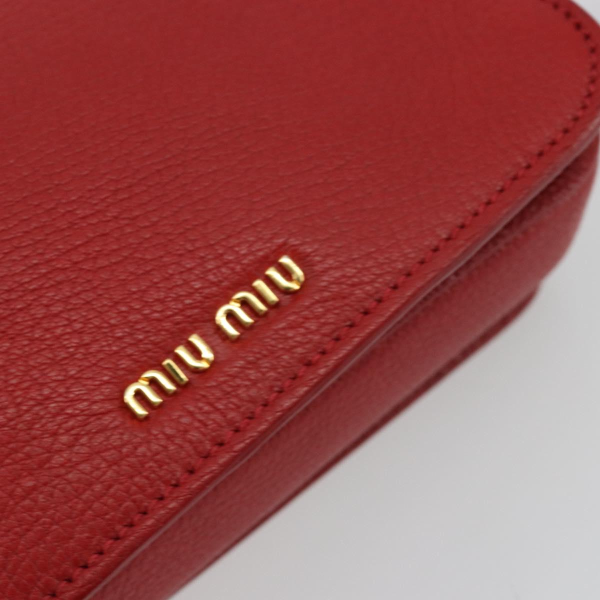 Miu Miu Shoulder Bag Leather Red Gold Auth BA13686V