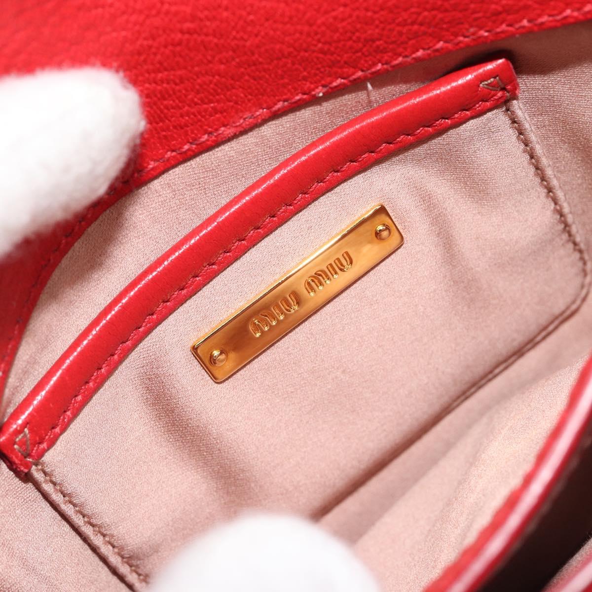 Miu Miu Shoulder Bag Leather Red Gold Auth BA13686V