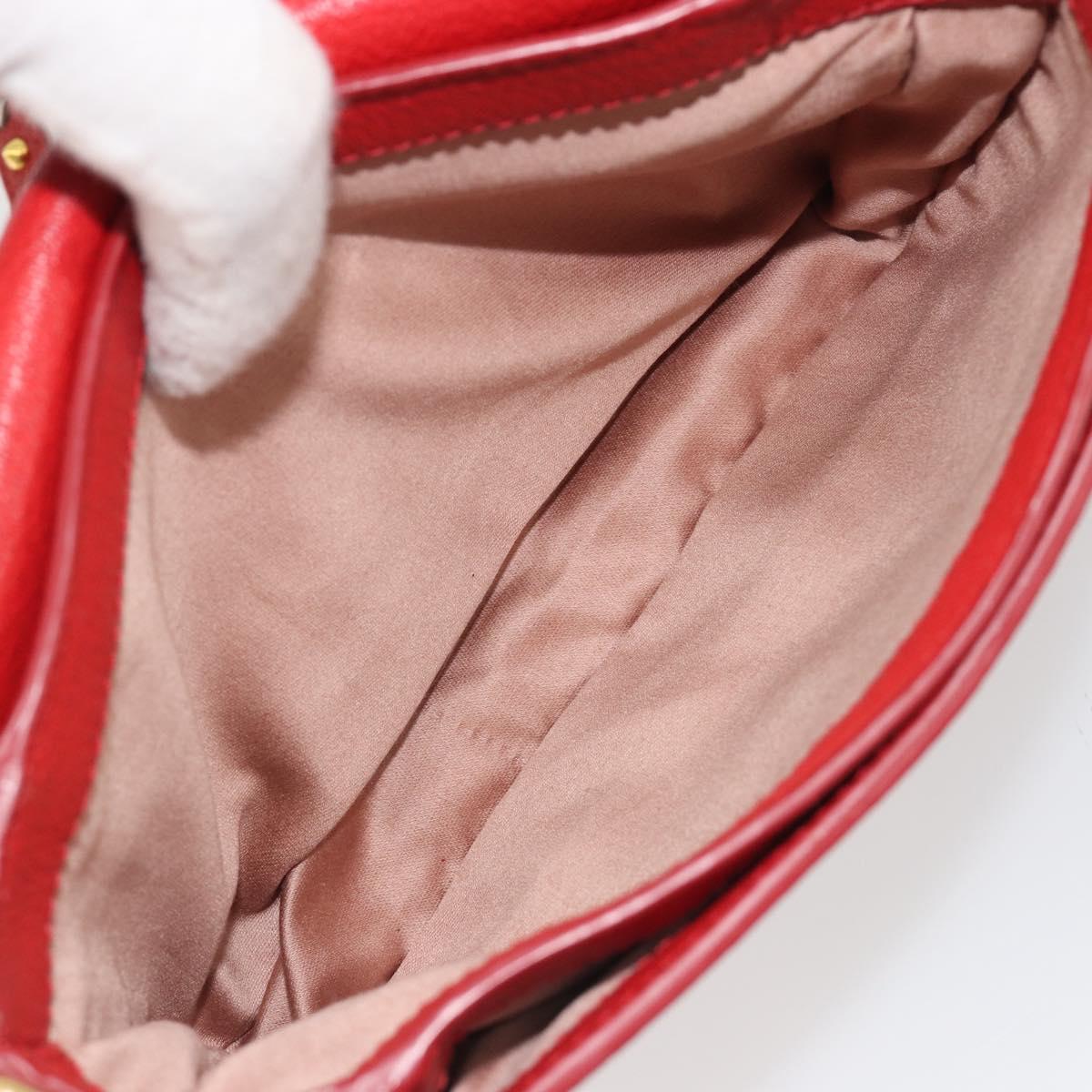 Miu Miu Shoulder Bag Leather Red Gold Auth BA13686V