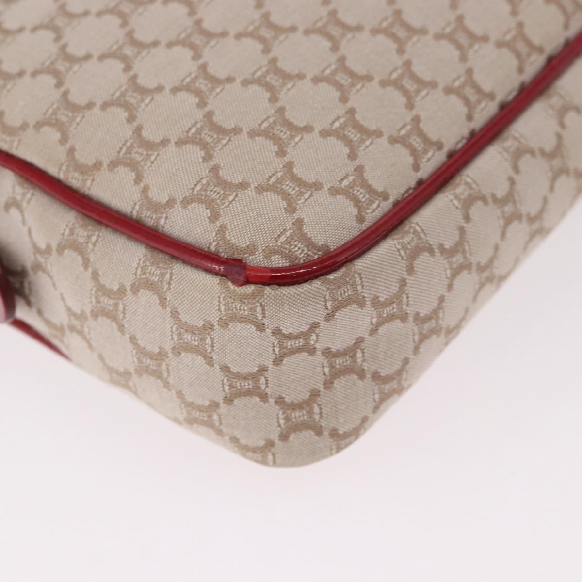 CELINE Macadam Canvas Shoulder Bag PVC Beige Gold Auth BA13688V