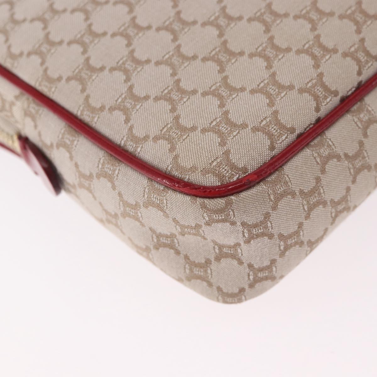 CELINE Macadam Canvas Shoulder Bag PVC Beige Gold Auth BA13688V