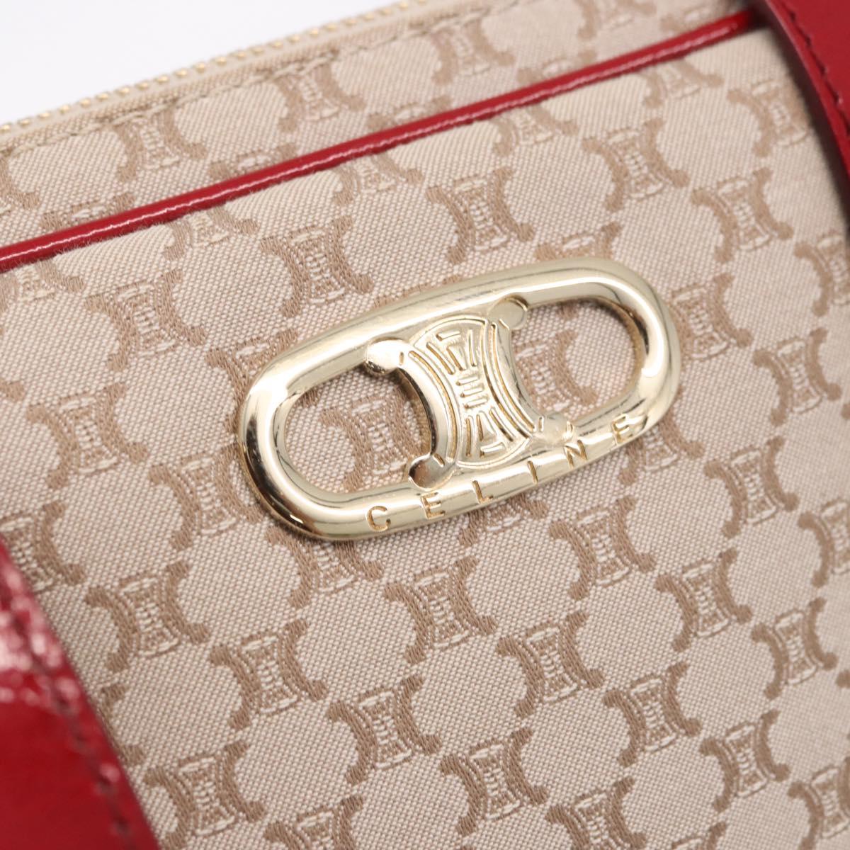CELINE Macadam Canvas Shoulder Bag PVC Beige Gold Auth BA13688V