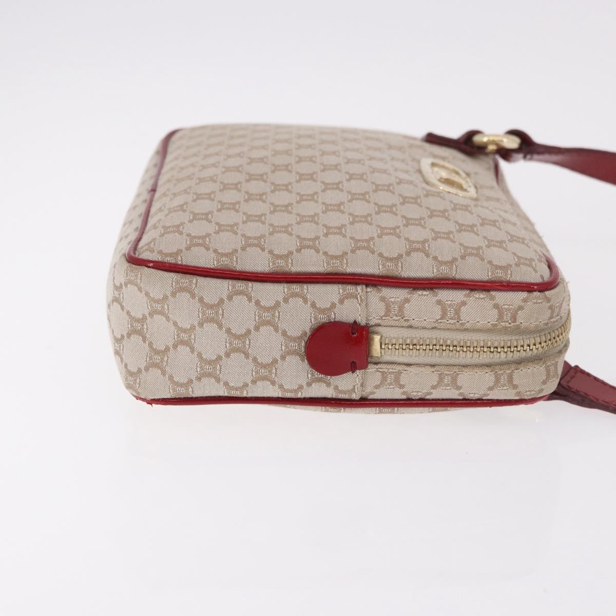 CELINE Macadam Canvas Shoulder Bag PVC Beige Gold Auth BA13688V