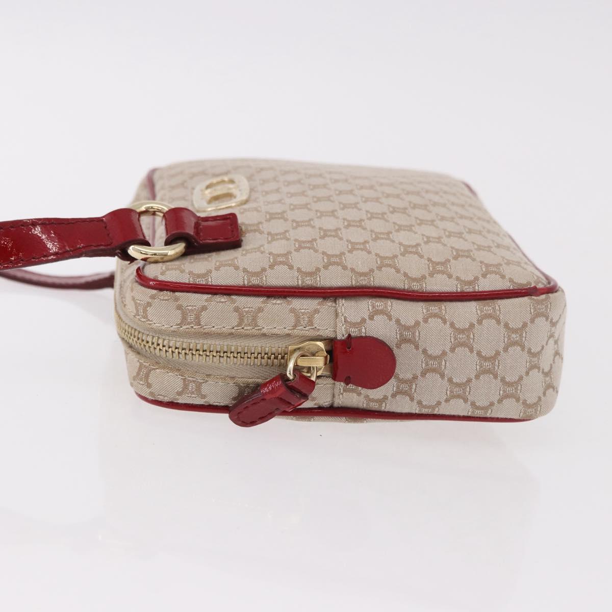 CELINE Macadam Canvas Shoulder Bag PVC Beige Gold Auth BA13688V