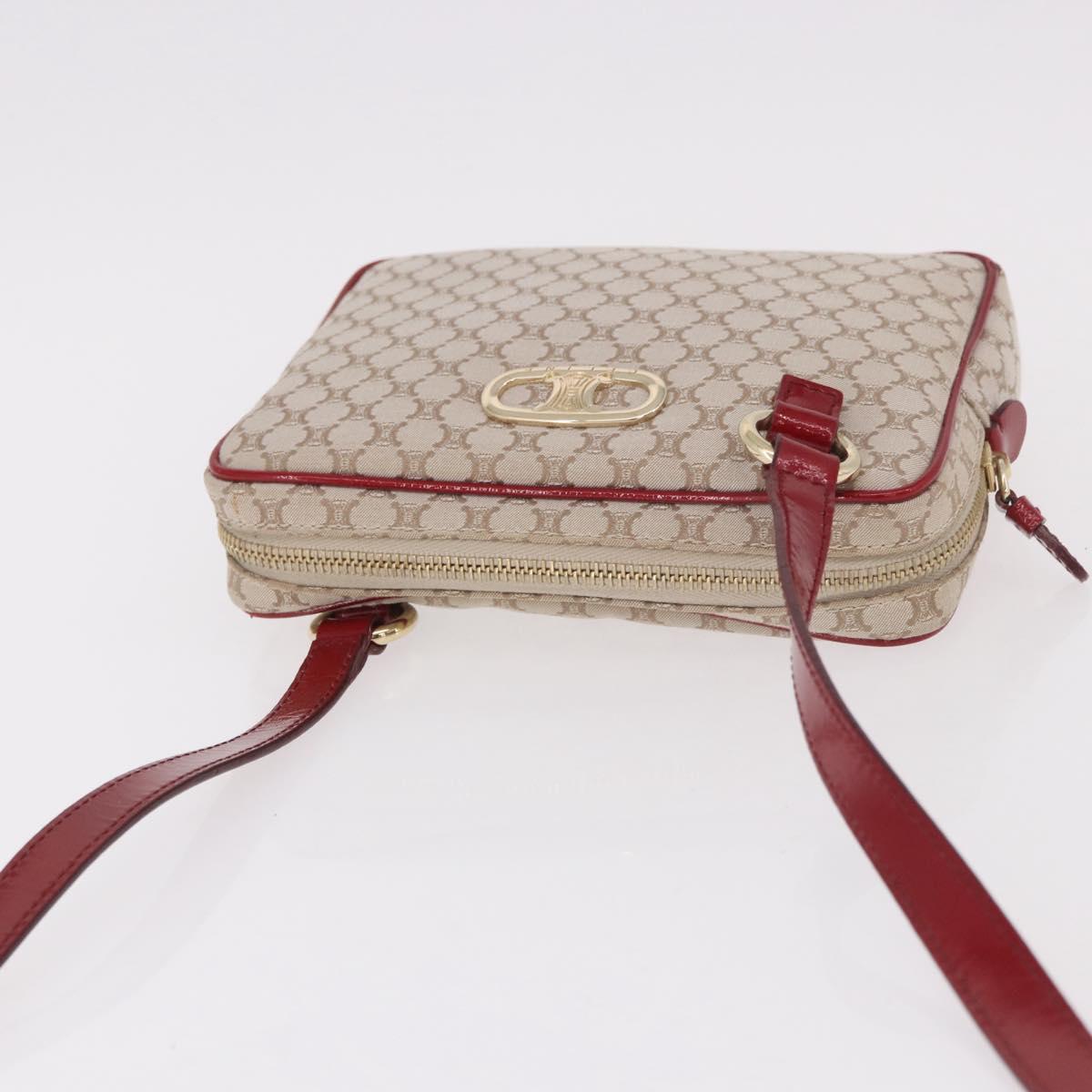 CELINE Macadam Canvas Shoulder Bag PVC Beige Gold Auth BA13688V