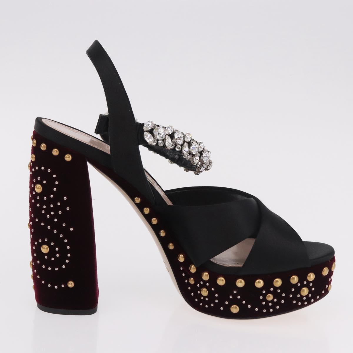 Miu Miu High Heels Velor Bordeaux Auth BA13689M