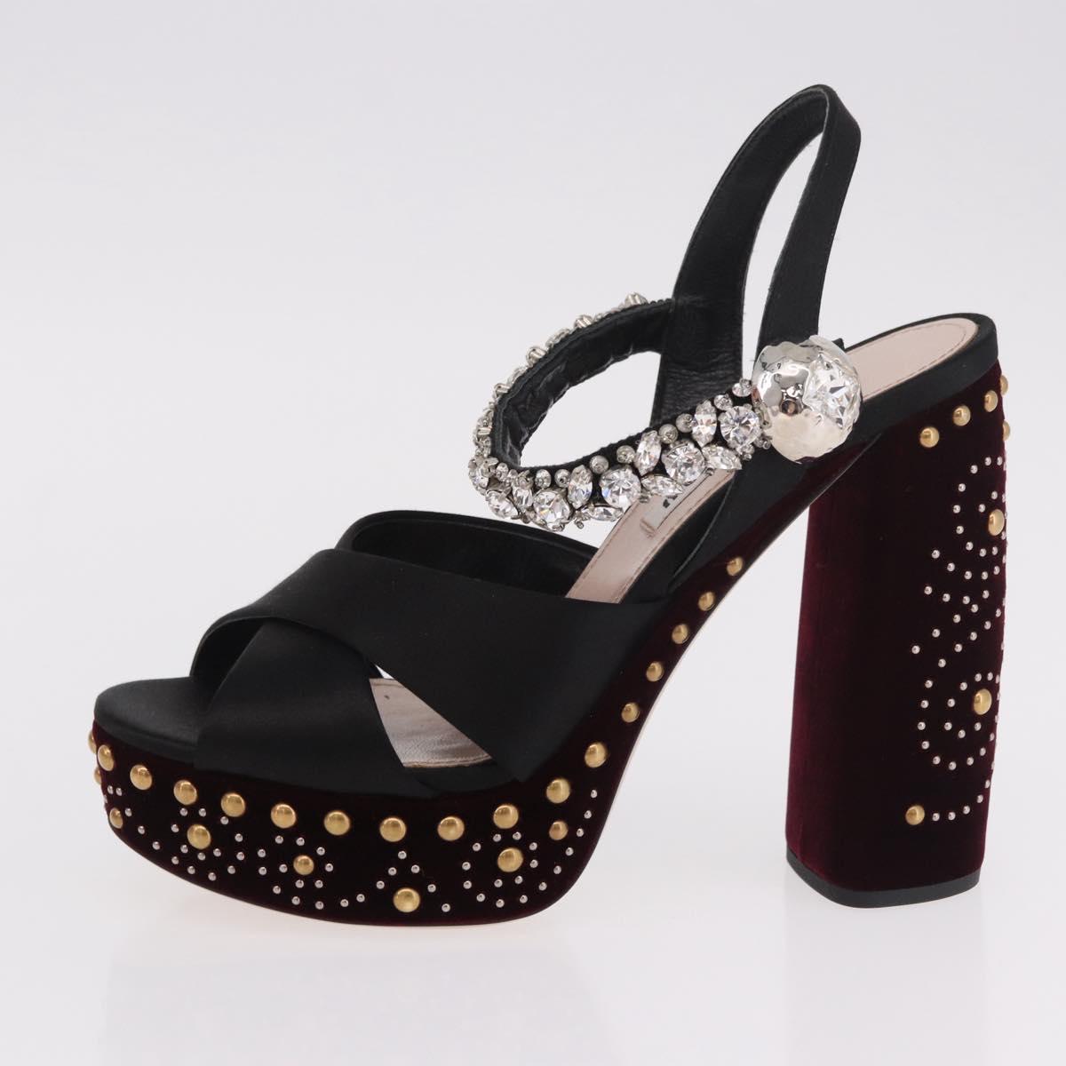 Miu Miu High Heels Velor Bordeaux Auth BA13689M