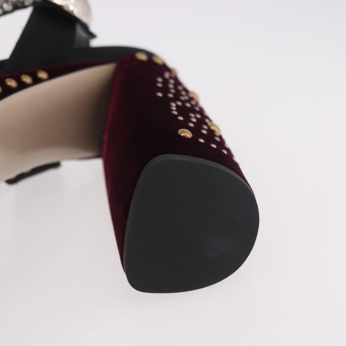 Miu Miu High Heels Velor Bordeaux Auth BA13689M