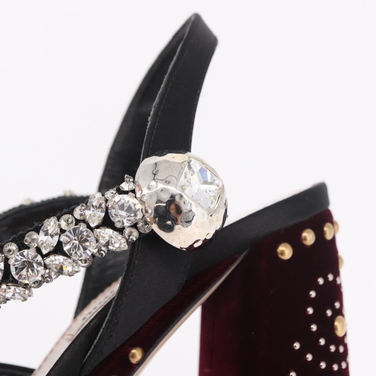 Miu Miu High Heels Velor Bordeaux Auth BA13689M