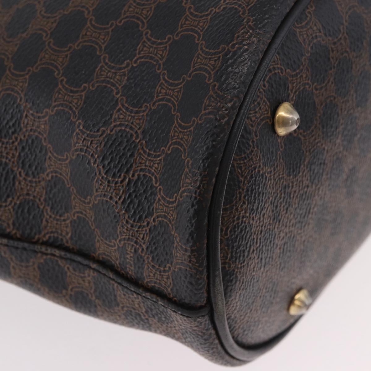 CELINE Macadam Canvas Tote Bag PVC Leather Black Gold Auth BA13696A