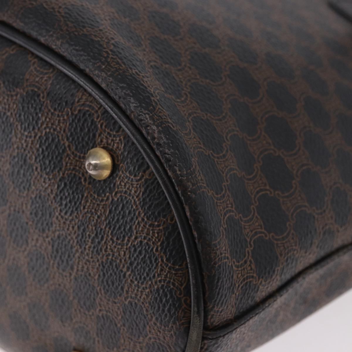 CELINE Macadam Canvas Tote Bag PVC Leather Black Gold Auth BA13696A