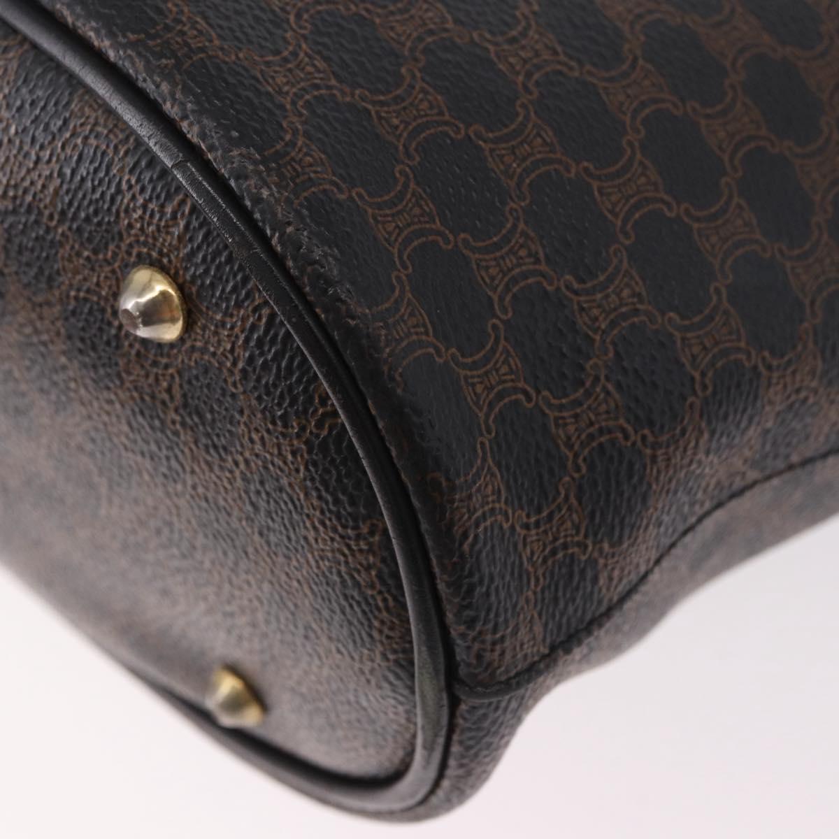 CELINE Macadam Canvas Tote Bag PVC Leather Black Gold Auth BA13696A