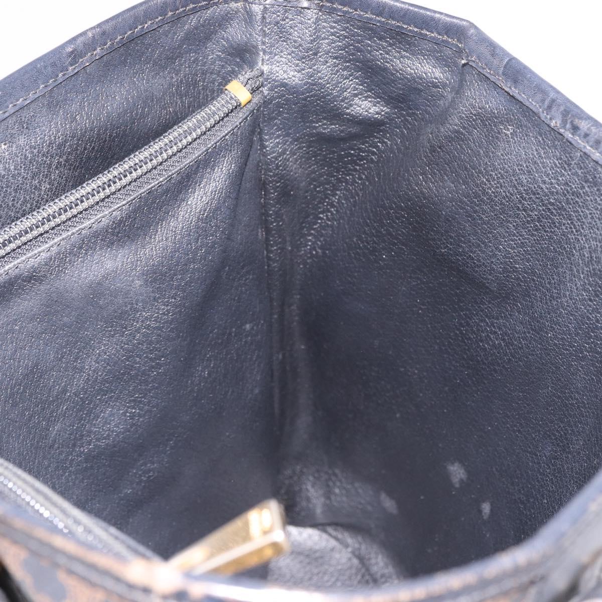 CELINE Macadam Canvas Tote Bag PVC Leather Black Gold Auth BA13696A