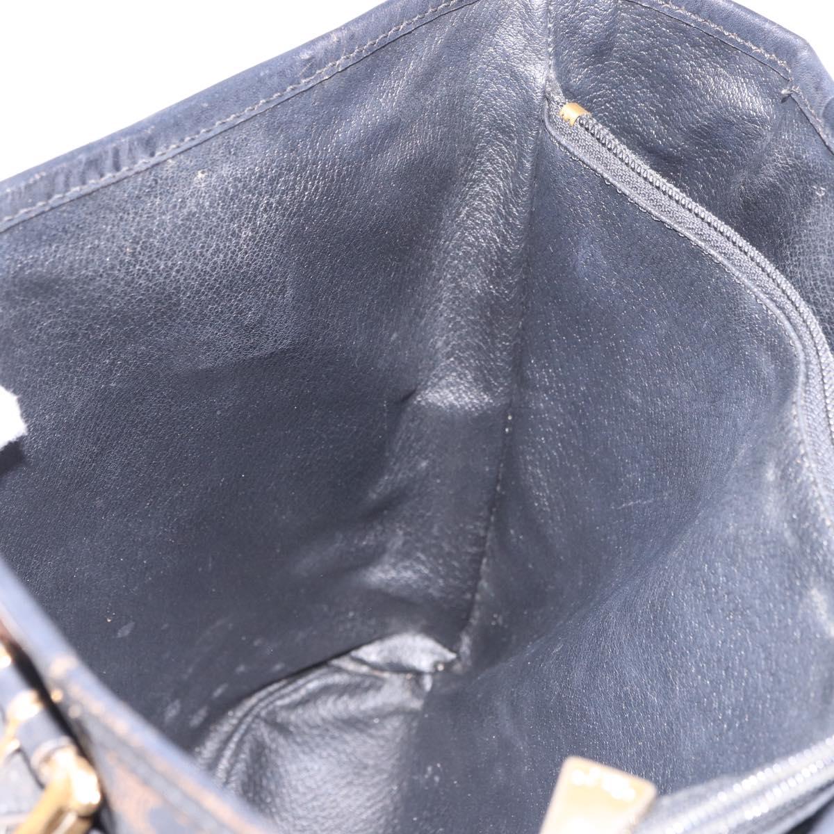CELINE Macadam Canvas Tote Bag PVC Leather Black Gold Auth BA13696A