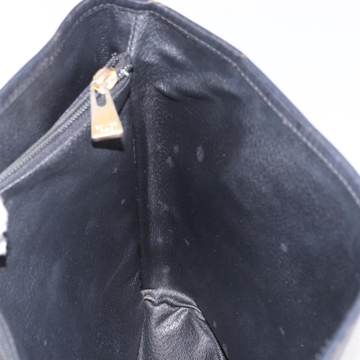 CELINE Macadam Canvas Tote Bag PVC Leather Black Gold Auth BA13696A