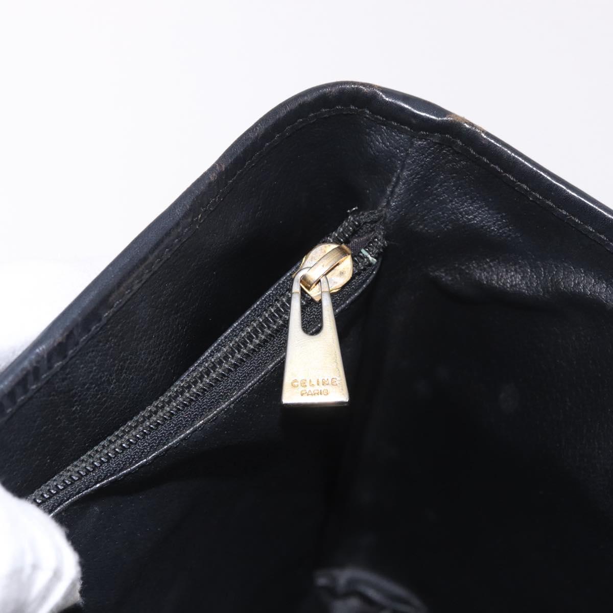 CELINE Macadam Canvas Tote Bag PVC Leather Black Gold Auth BA13696A