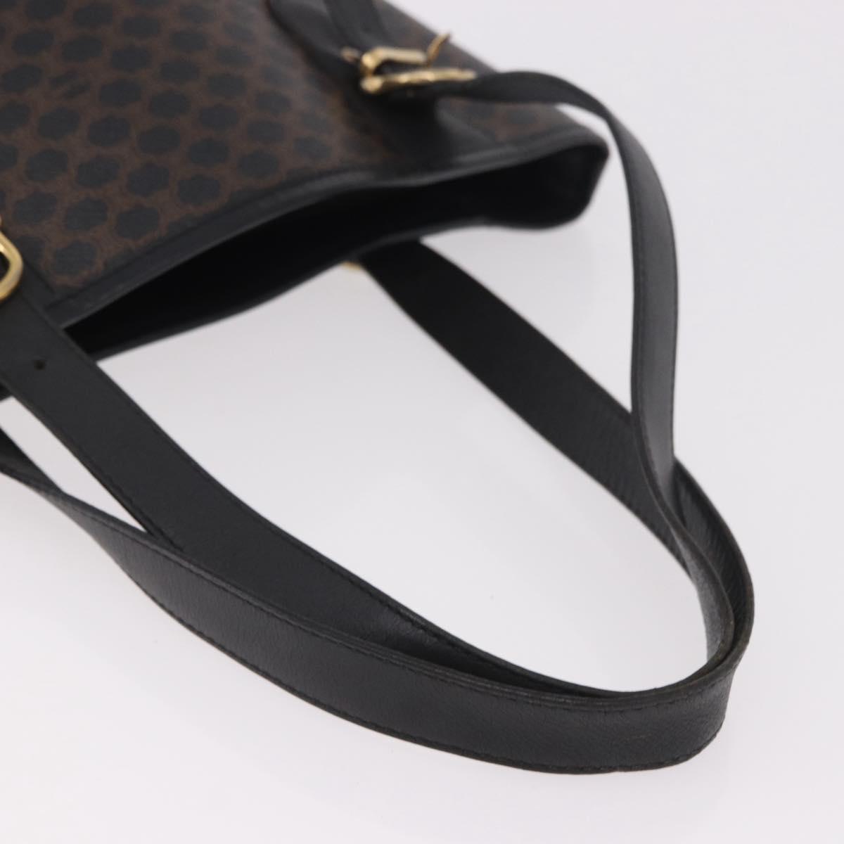 CELINE Macadam Canvas Tote Bag PVC Leather Black Gold Auth BA13696A