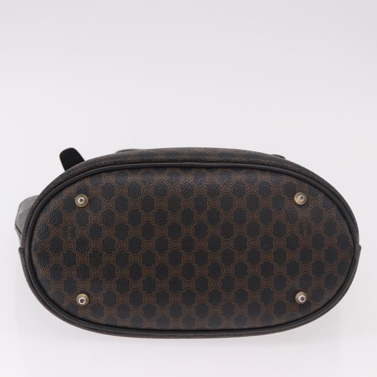 CELINE Macadam Canvas Tote Bag PVC Leather Black Gold Auth BA13696A
