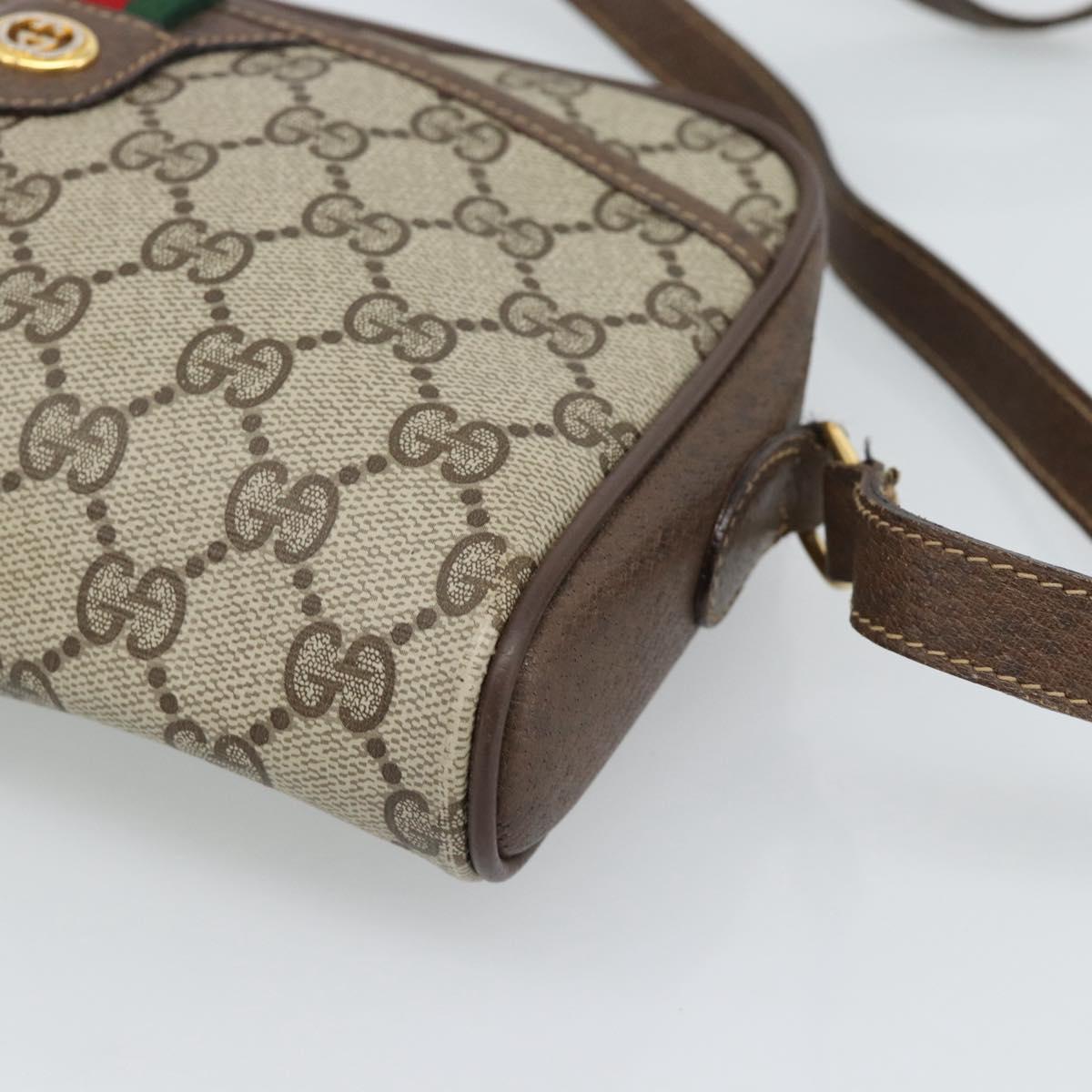 GUCCI GG Supreme Web Sherry Line Bag PVC Beige Gold 116 02 089 Auth BA13711