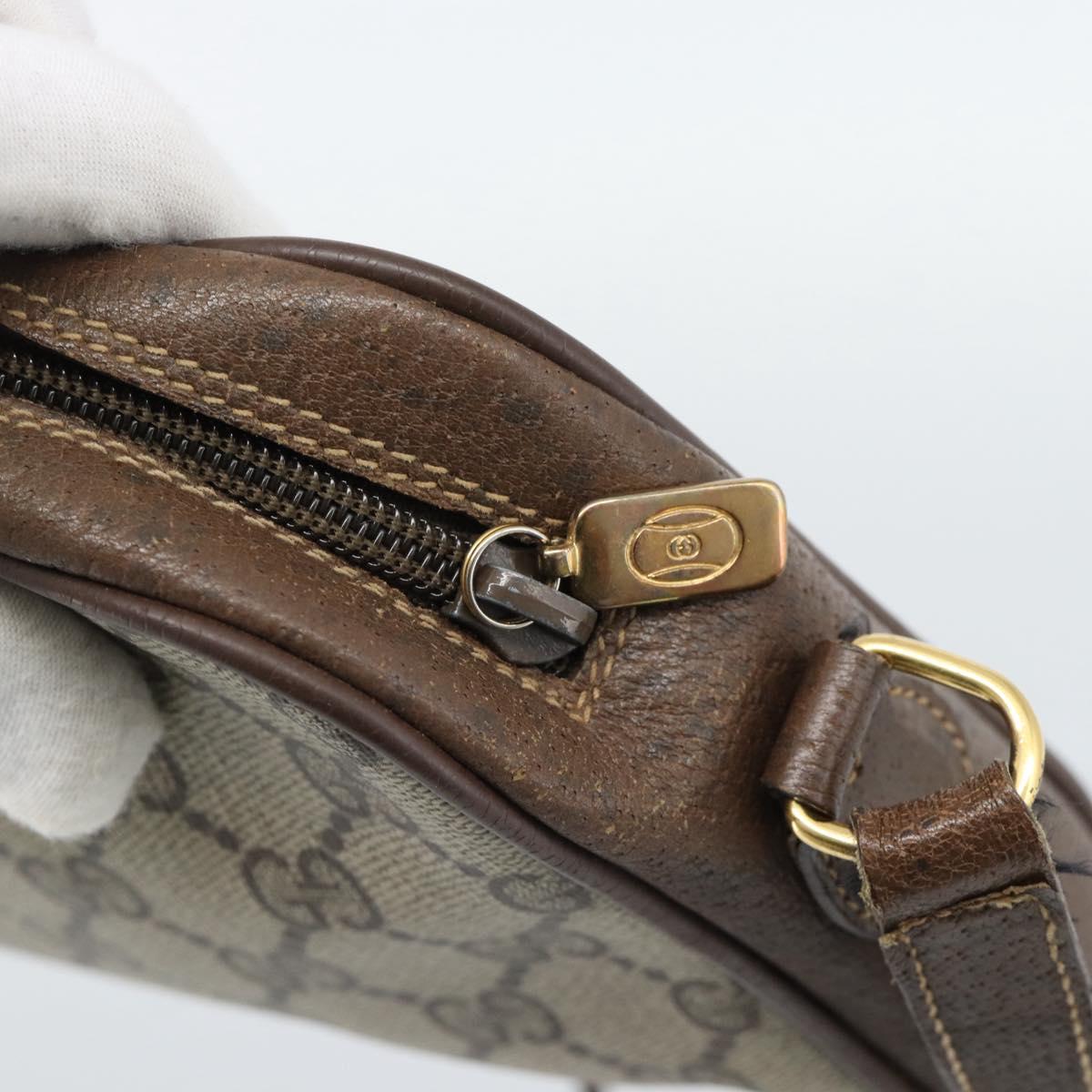 GUCCI GG Supreme Web Sherry Line Bag PVC Beige Gold 116 02 089 Auth BA13711