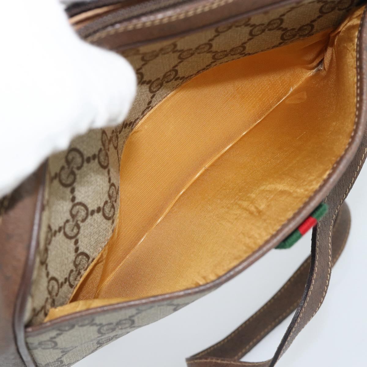 GUCCI GG Supreme Web Sherry Line Bag PVC Beige Gold 116 02 089 Auth BA13711