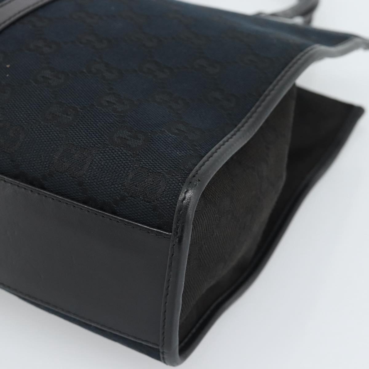 GUCCI GG Canvas Jackie Hand Bag Leather Black Silver 002 1065 Auth BA13717V