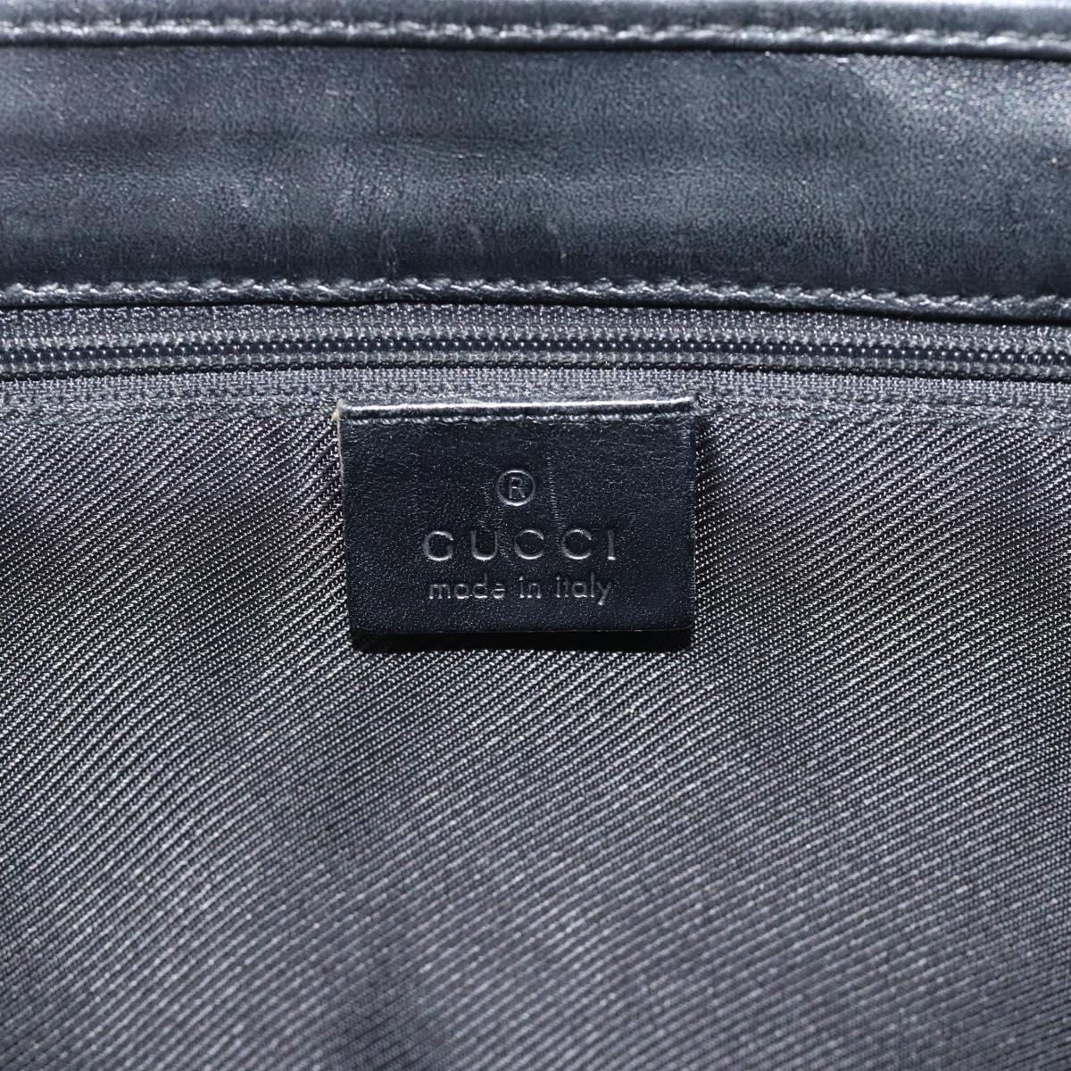 GUCCI GG Canvas Jackie Hand Bag Leather Black Silver 002 1065 Auth BA13717V