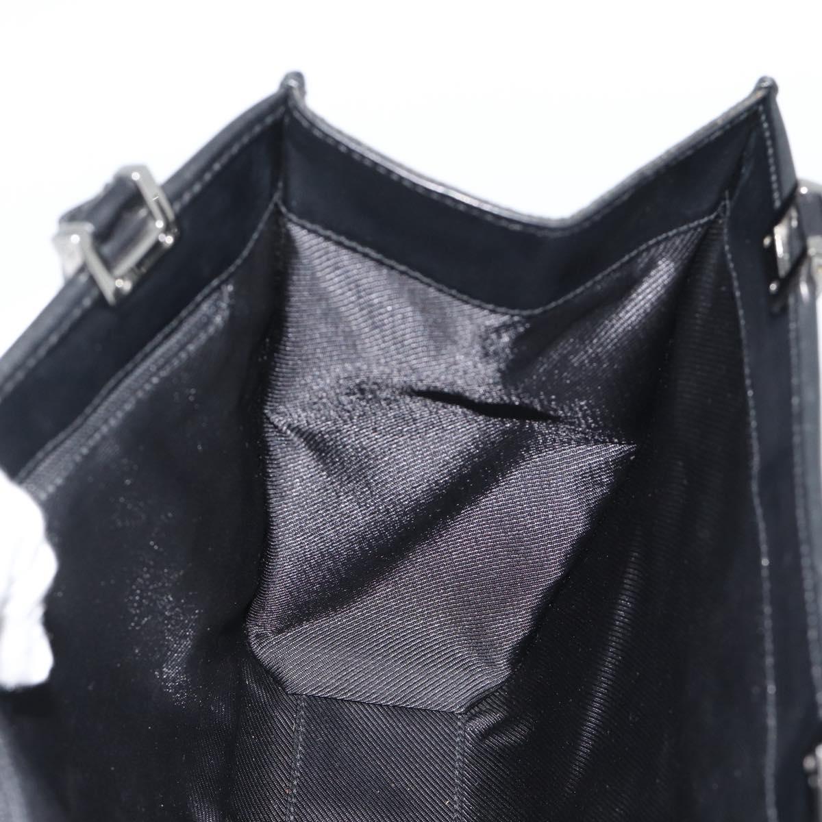 GUCCI GG Canvas Jackie Hand Bag Leather Black Silver 002 1065 Auth BA13717V