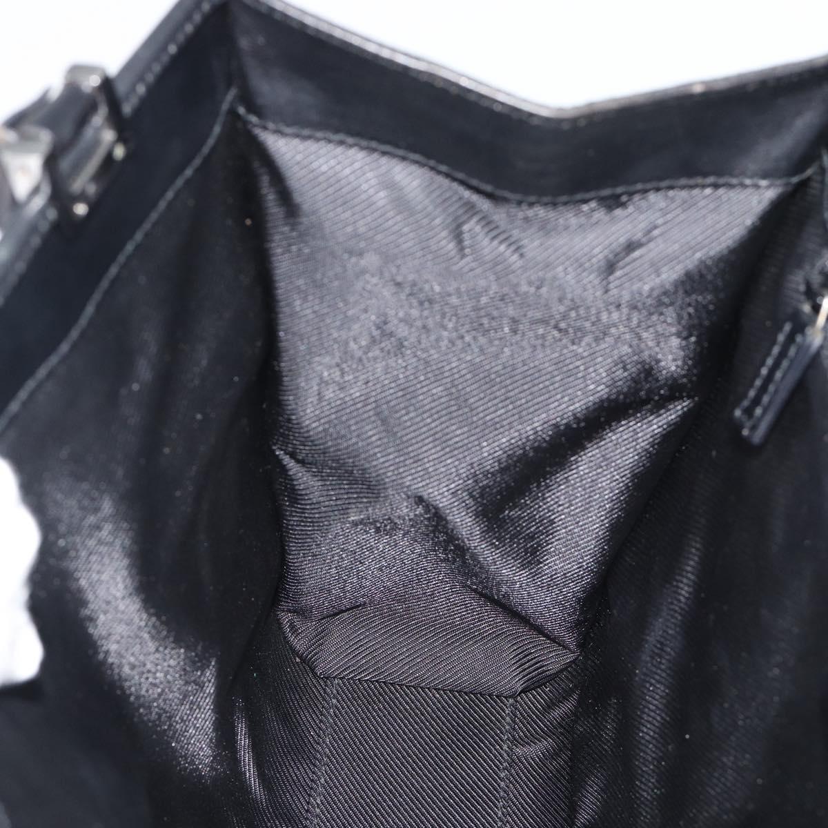 GUCCI GG Canvas Jackie Hand Bag Leather Black Silver 002 1065 Auth BA13717V