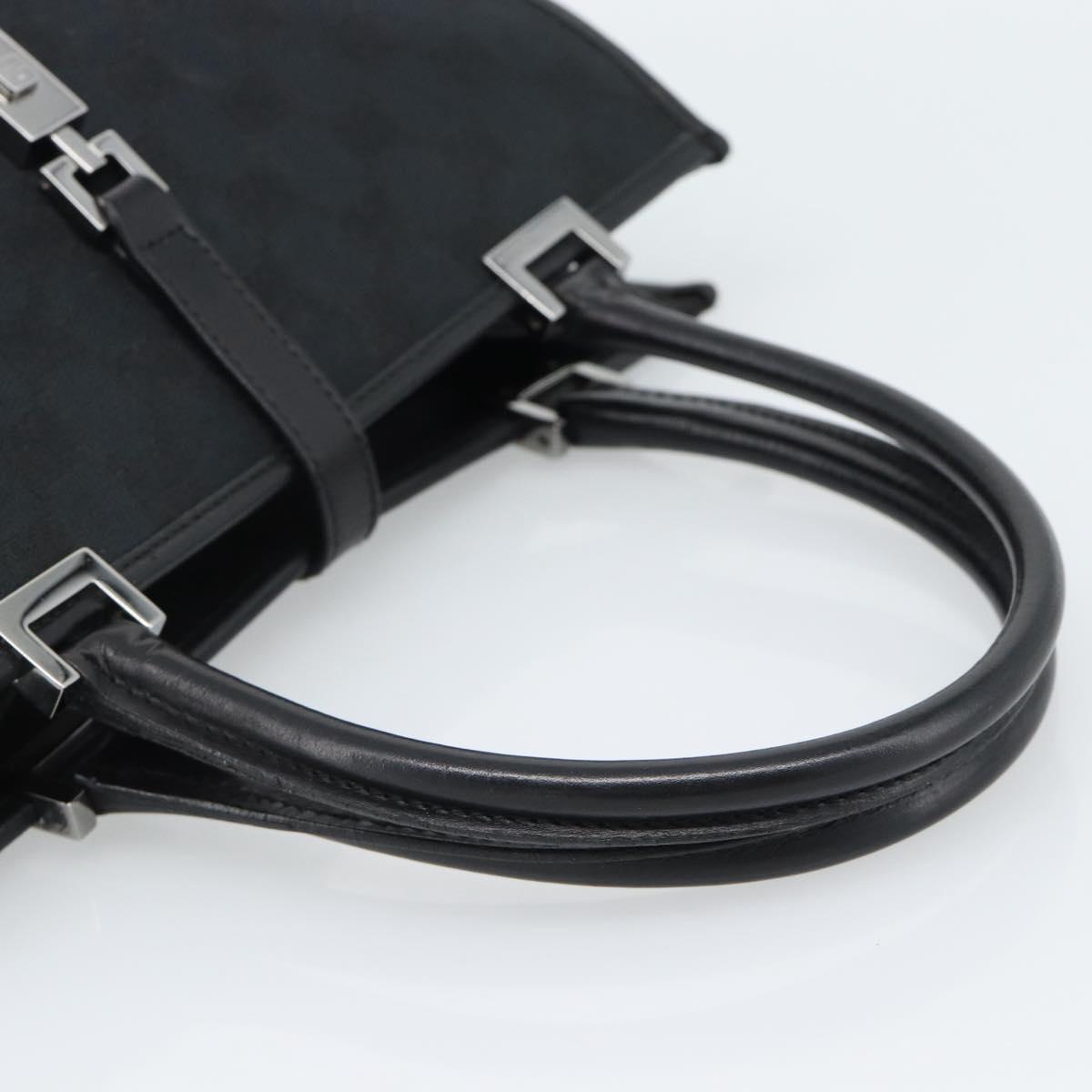 GUCCI GG Canvas Jackie Hand Bag Leather Black Silver 002 1065 Auth BA13717V