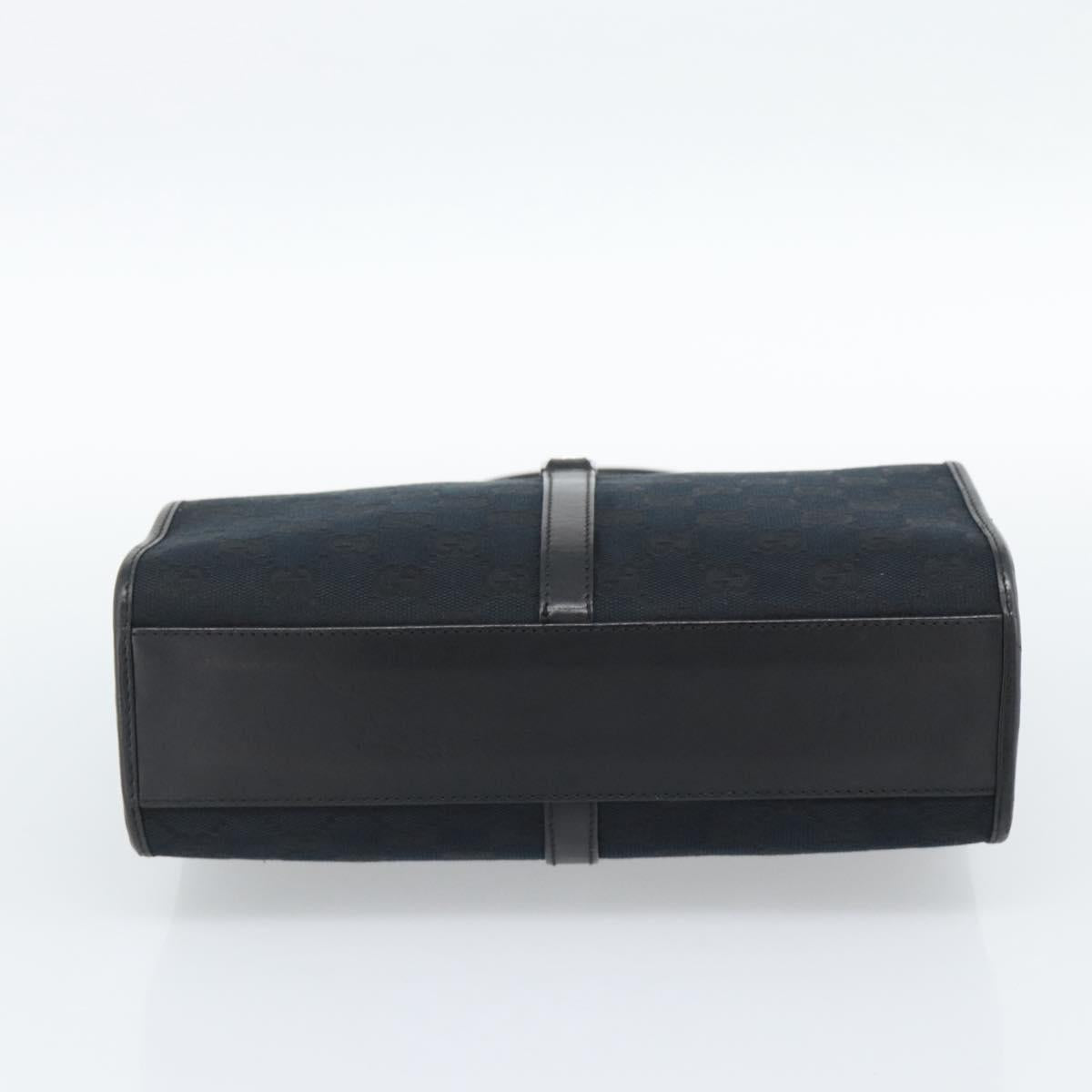 GUCCI GG Canvas Jackie Hand Bag Leather Black Silver 002 1065 Auth BA13717V