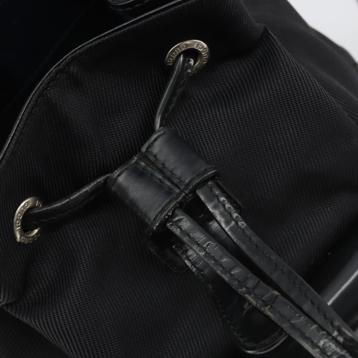 GUCCI Bamboo Hand Bag Nylon Black Silver 003 2852 0030 5 Auth BA13720
