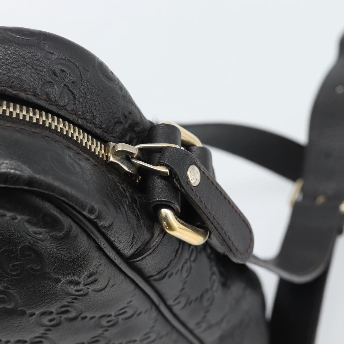 GUCCI GG Canvas Guccissima Shoulder Bag Leather Black Gold 201448 Auth BA13721A