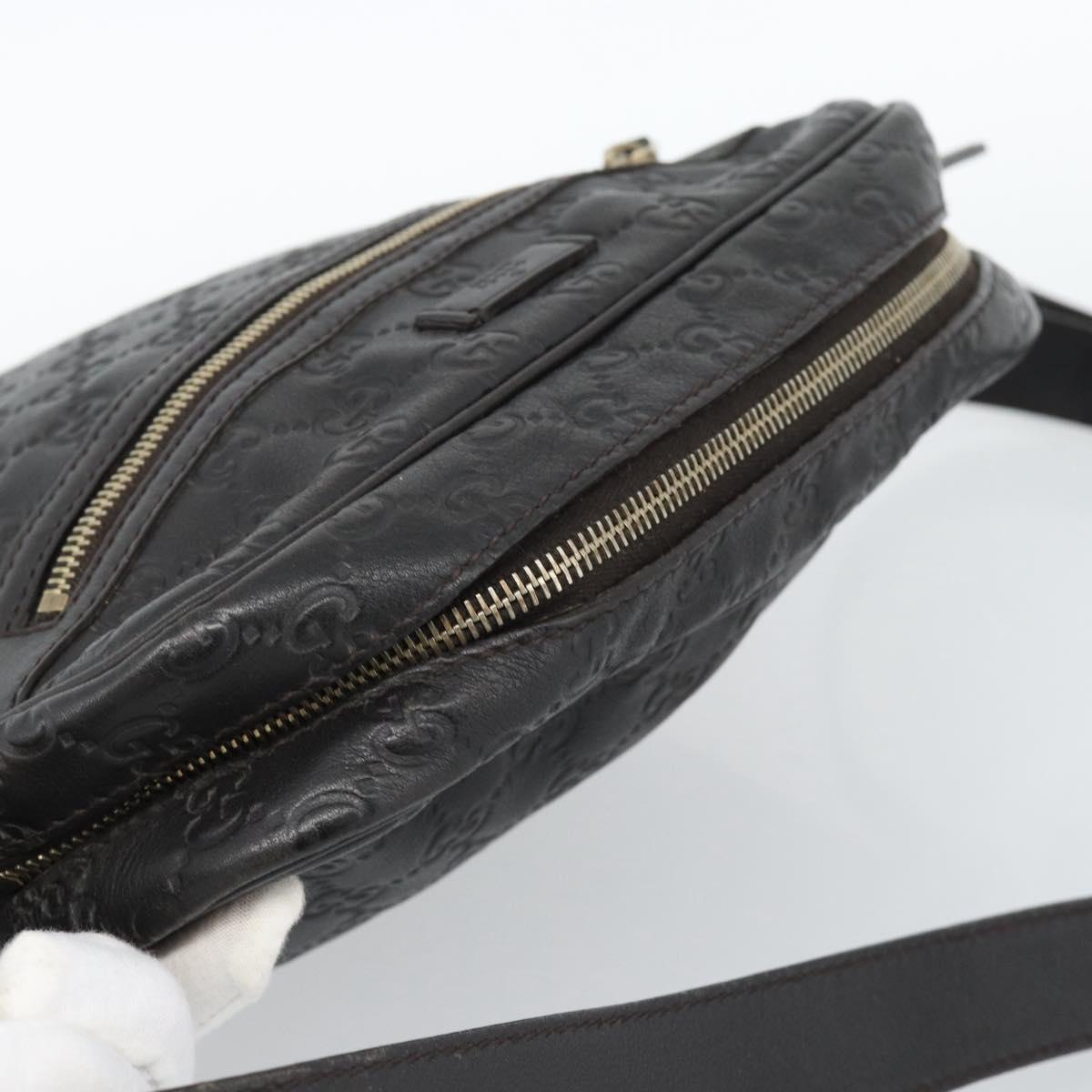 GUCCI GG Canvas Guccissima Shoulder Bag Leather Black Gold 201448 Auth BA13721A