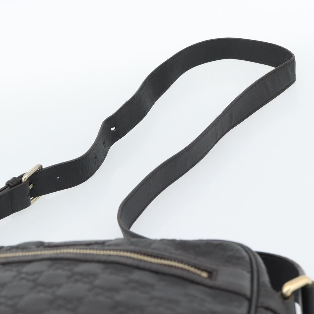 GUCCI GG Canvas Guccissima Shoulder Bag Leather Black Gold 201448 Auth BA13721A