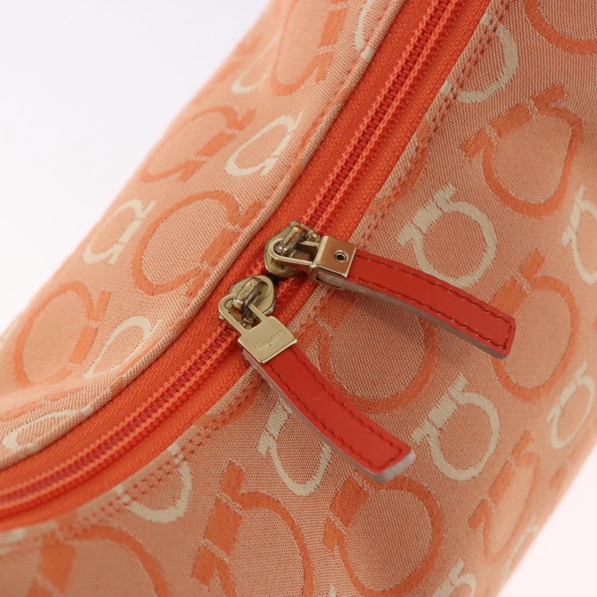 Salvatore Ferragamo Gancini Shoulder Bag Canvas Orange Gold Auth BA13723V