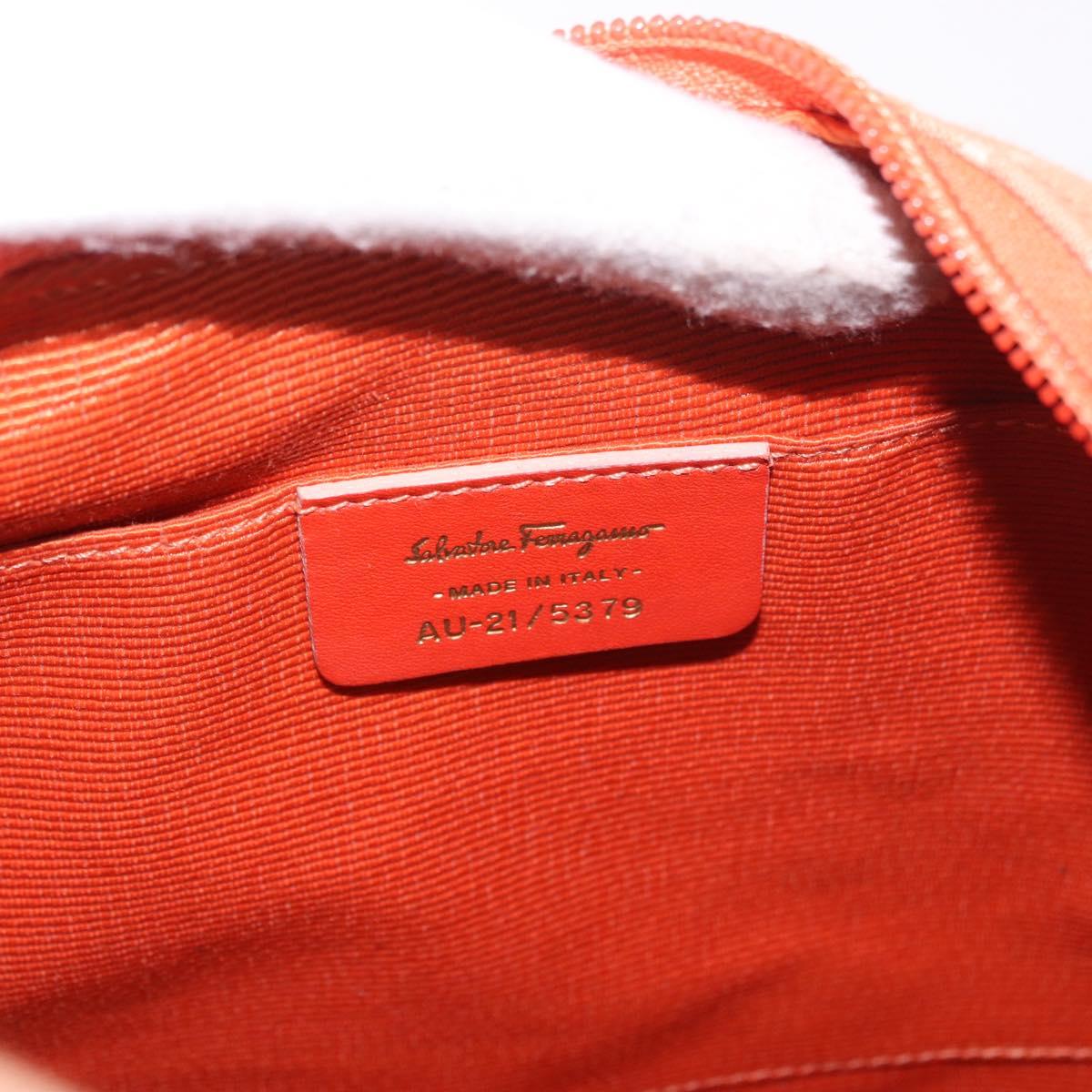 Salvatore Ferragamo Gancini Shoulder Bag Canvas Orange Gold Auth BA13723V