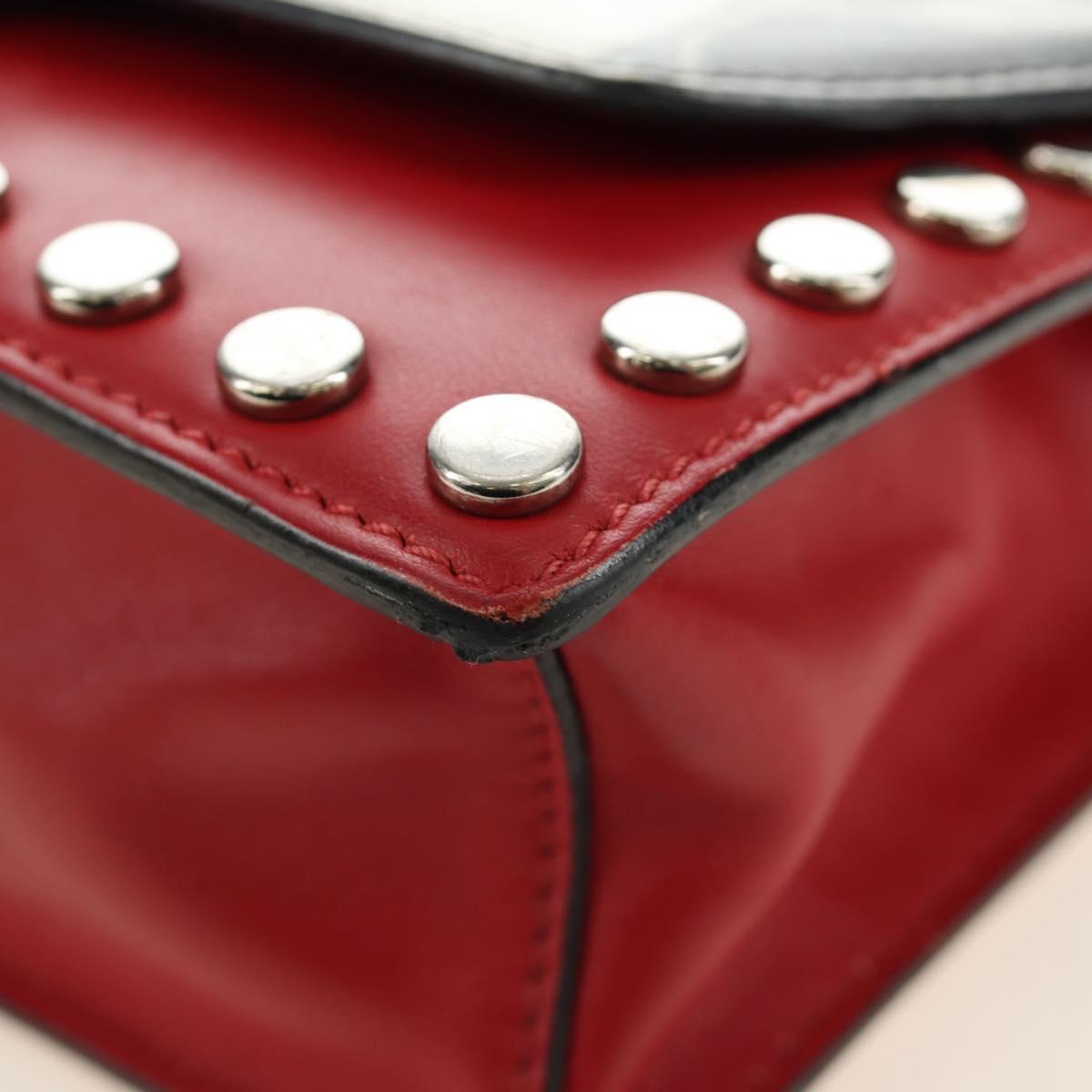 PRADA Comic Electra Shoulder Bag Leather Red Silver Auth BA13728V