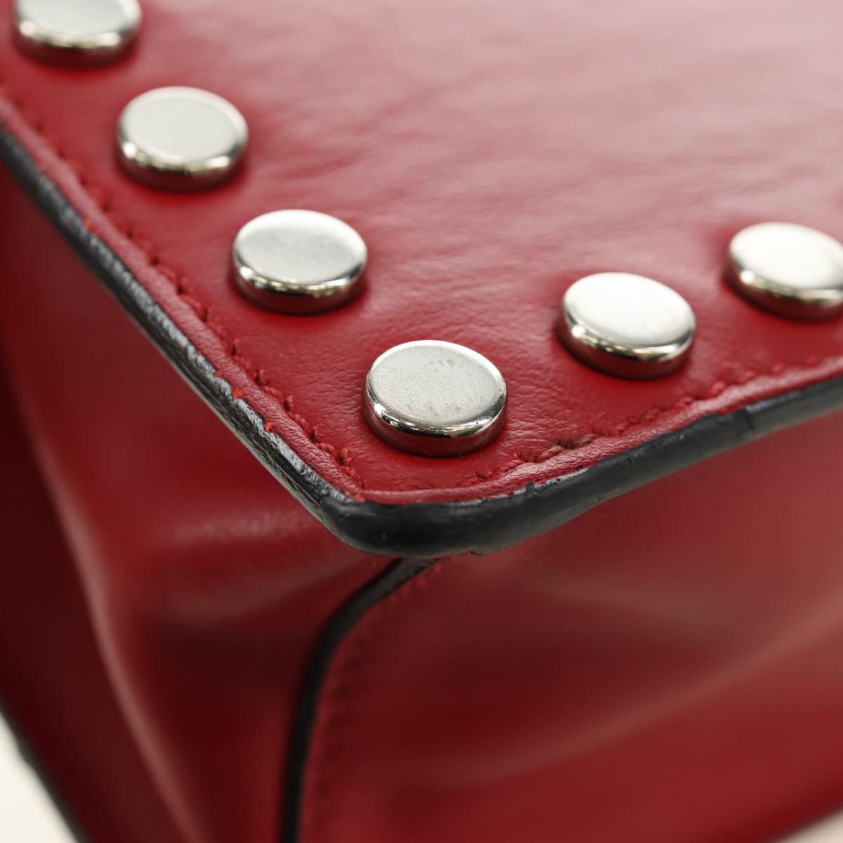 PRADA Comic Electra Shoulder Bag Leather Red Silver Auth BA13728V